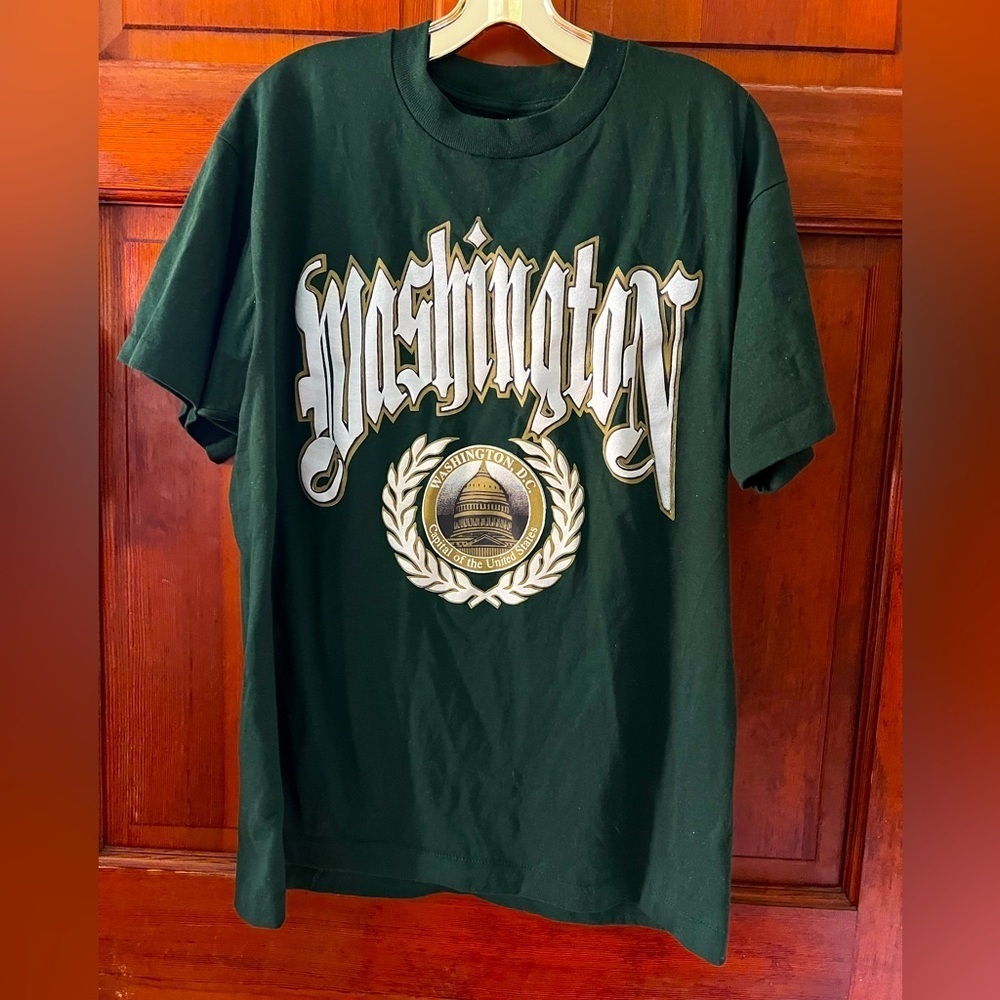 Vintage Washington DC T-Shirt Capitol Building Souvenir Tee 90s Green Size L